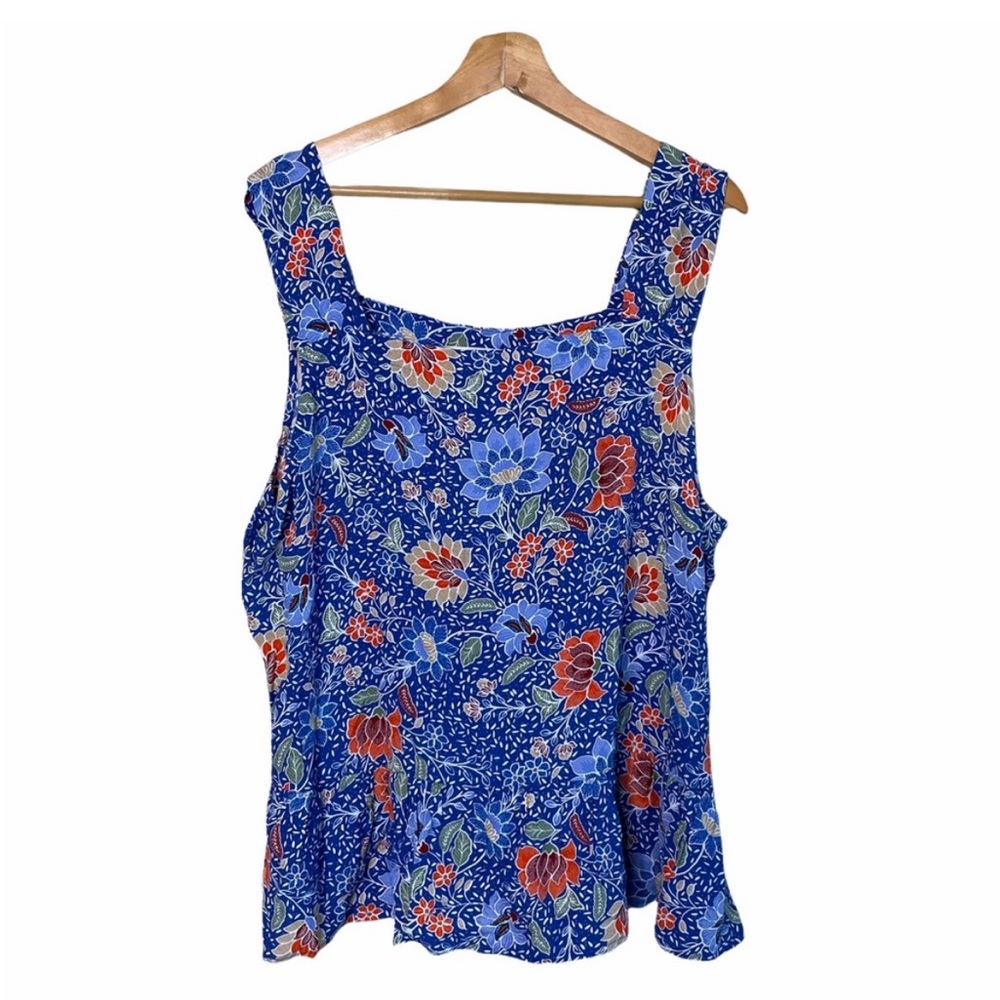 Loft Blue Yellow Green Multicolor Floral Sleeveless Top